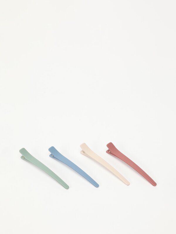Pack of 4 rubberised hair clips