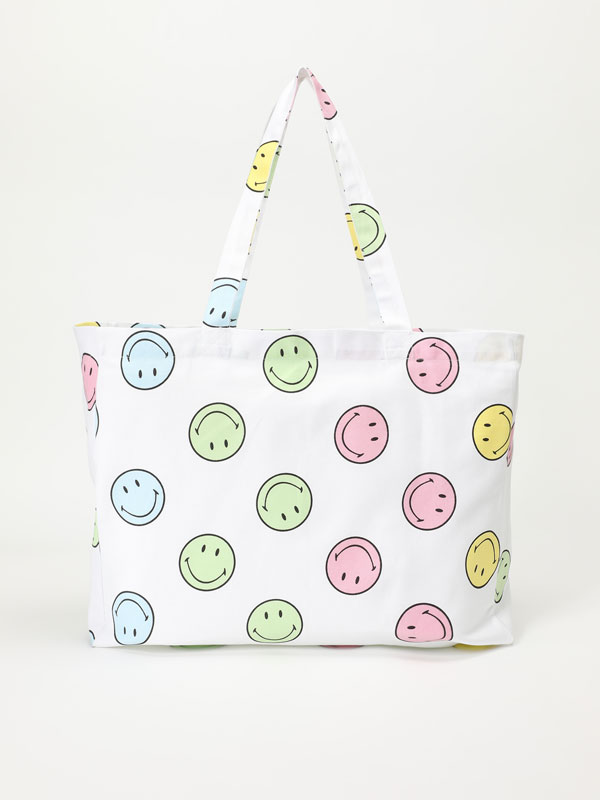 Smiley® print tote bag