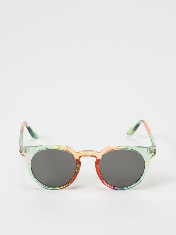 Round rainbow print sunglasses