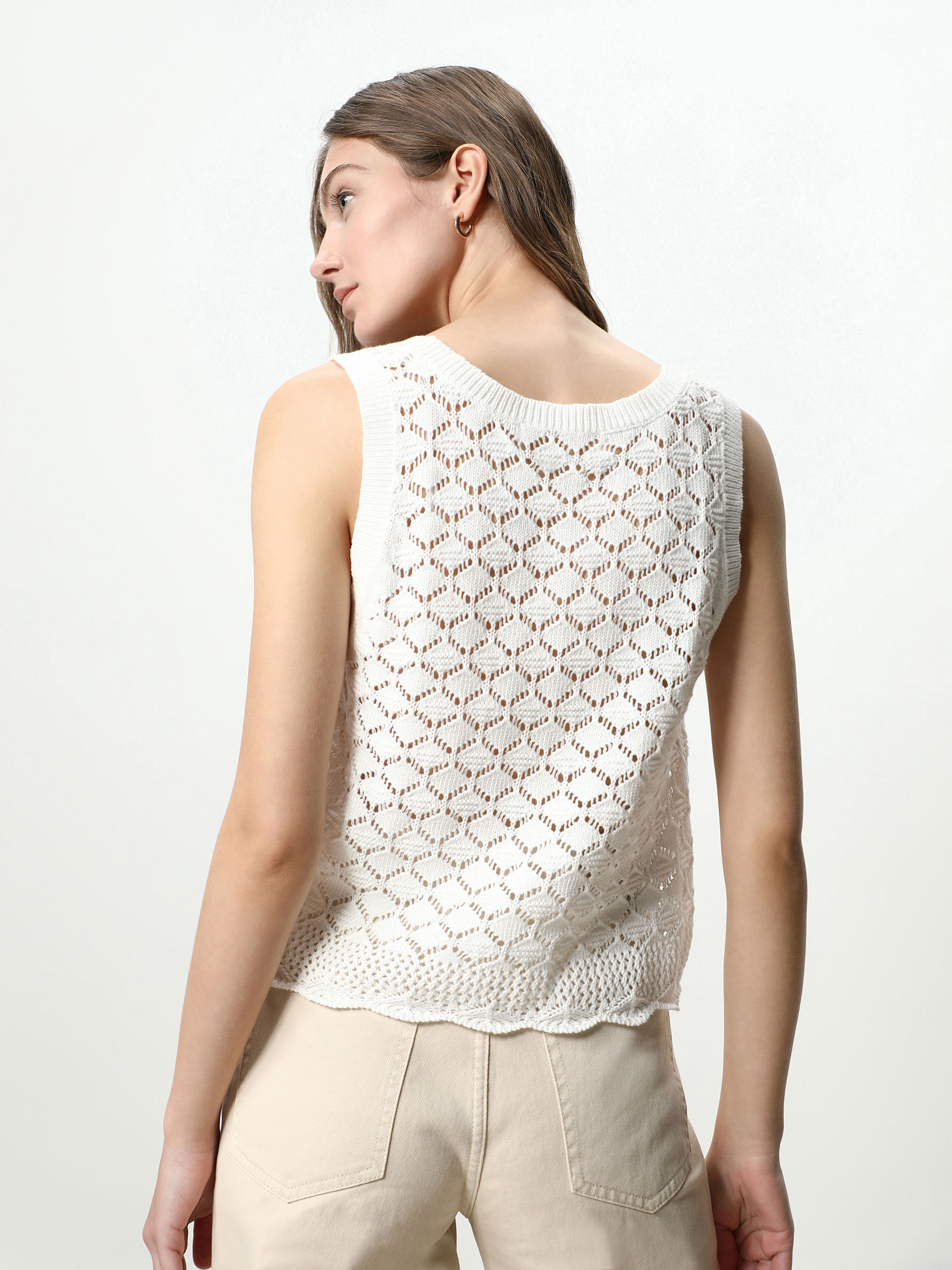 Open knit top - Knit t-shirts - KNIT 