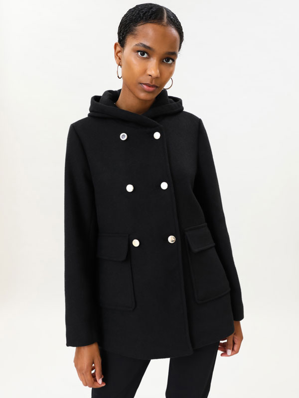 Basic coat with hood