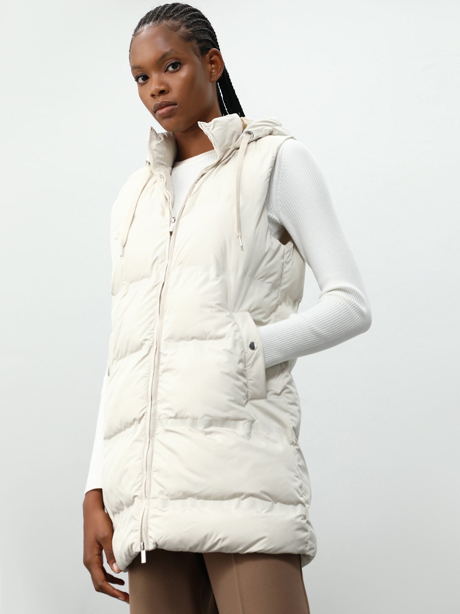 puffer gilet womens long