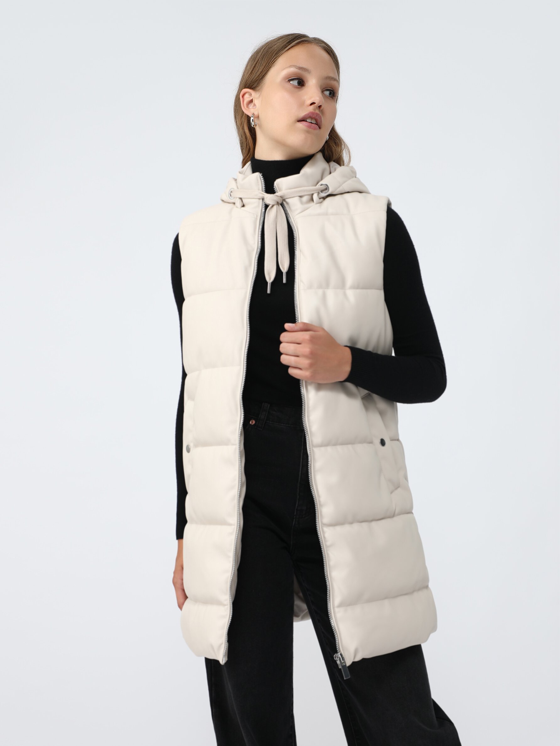 faux leather puffer gilet womens