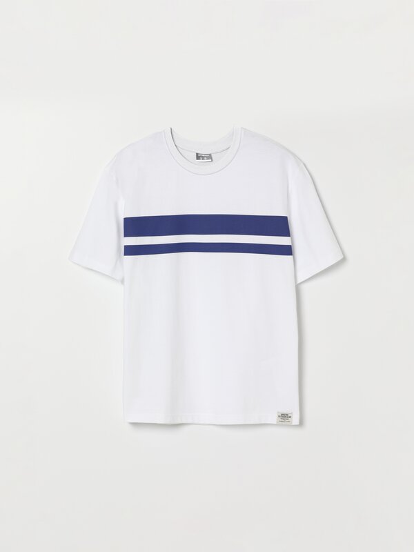 Printed T-shirt with stripes
