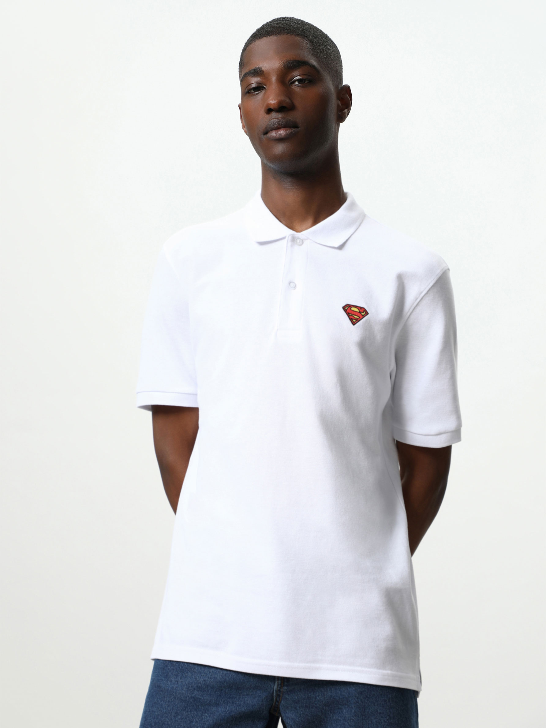 white embroidered polo shirt