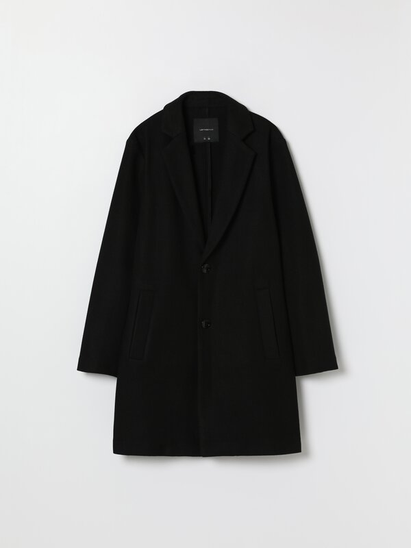 Buttoned synthetic wool coat