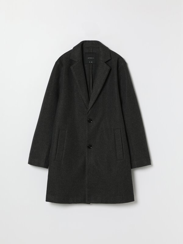 Buttoned synthetic wool coat