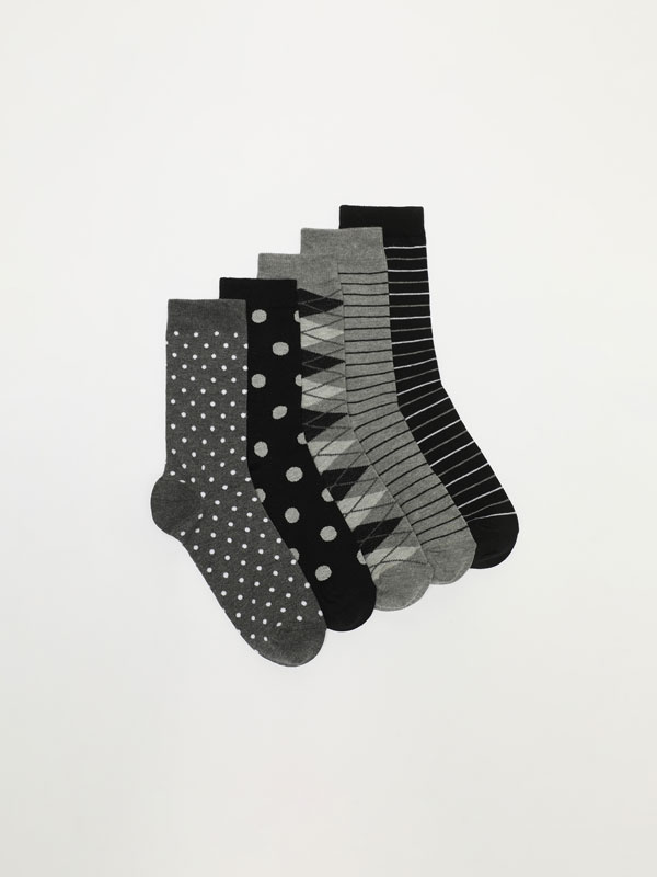 Pack de 5 pares de calcetines largos estampados