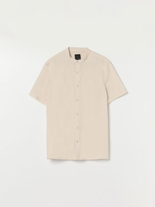 Camisa de manga corta lino-algodón