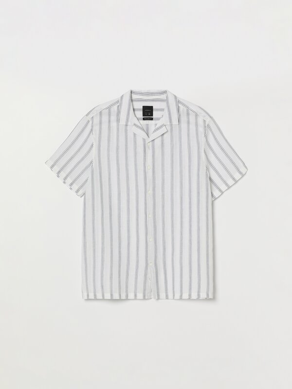 Camisa de raias liño-algodón