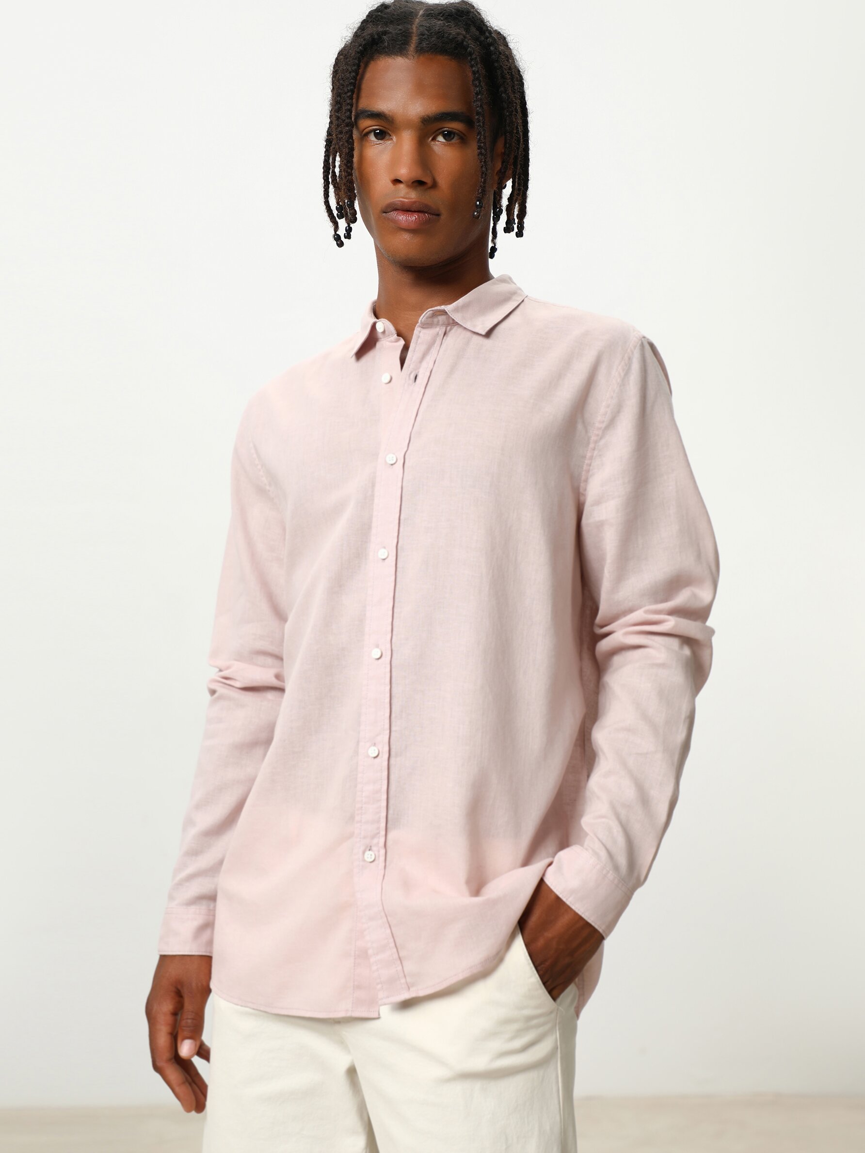 Linen-cotton blend shirt - Basic Shirts 