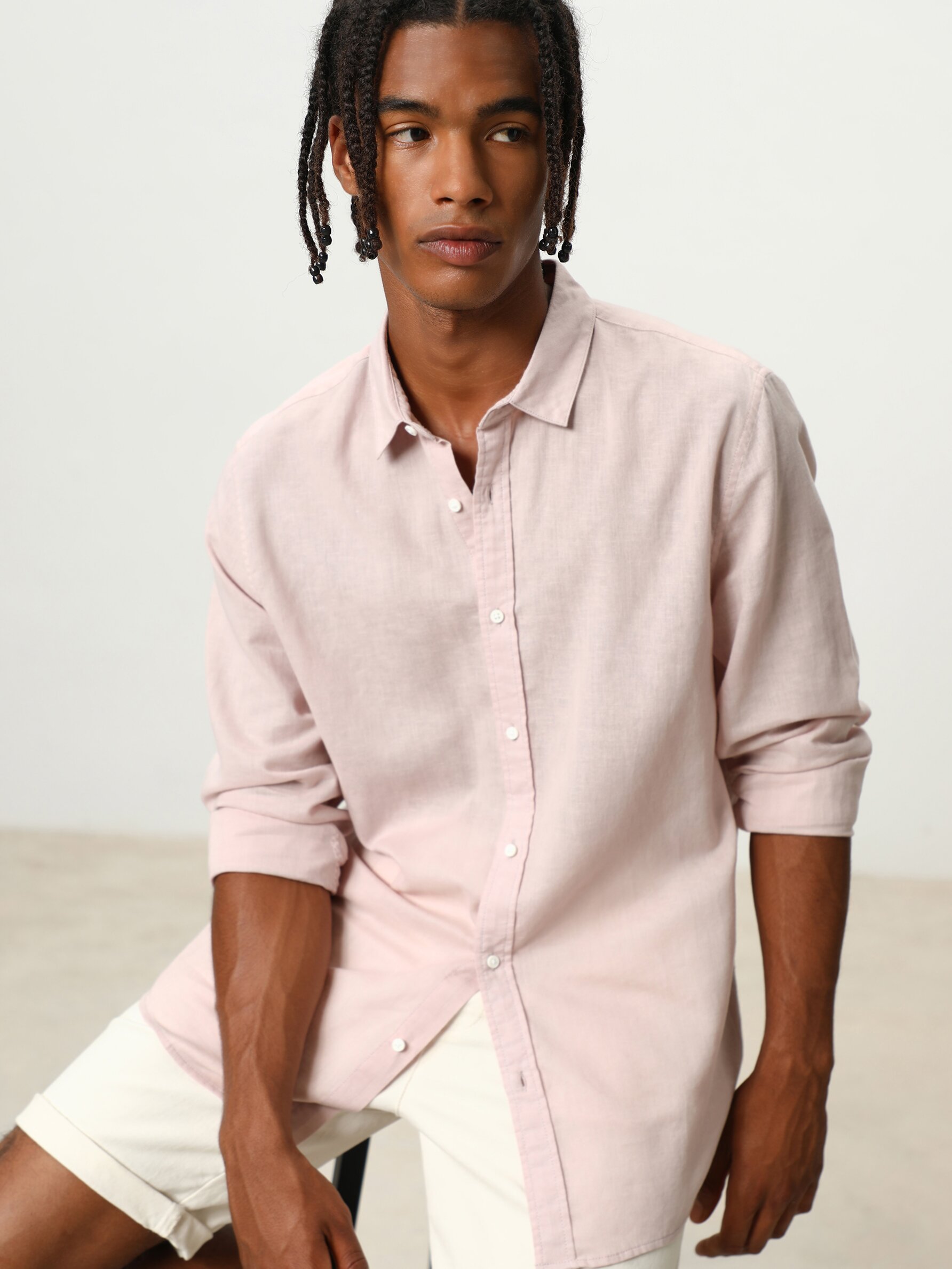 Linen-cotton blend shirt - Basic Shirts 