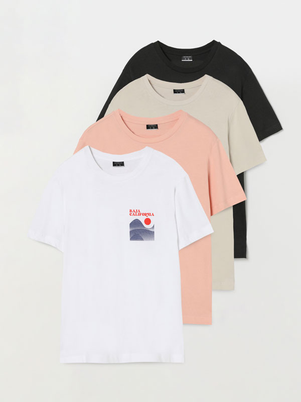 Pack de 4 camisetas estampadas