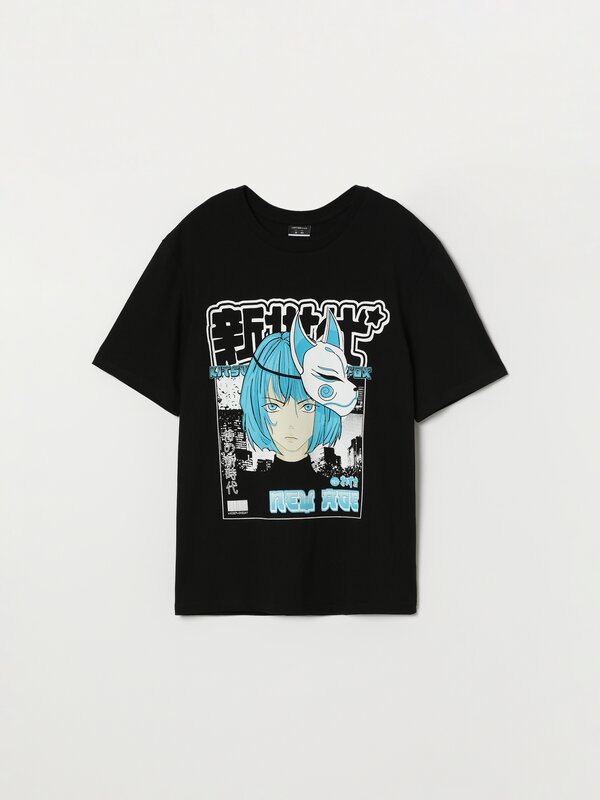T-shirt estampada com maxiprint anime