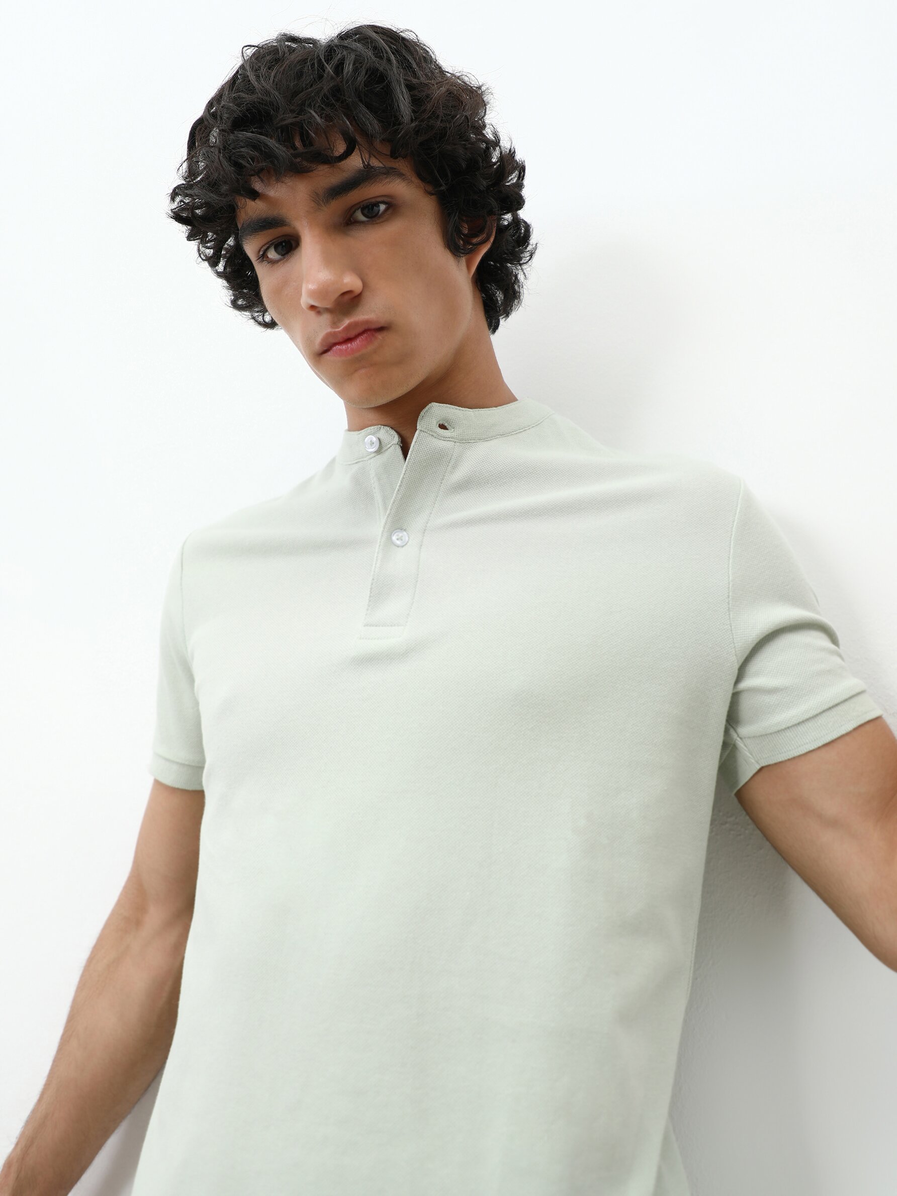 zara mandarin collar polo