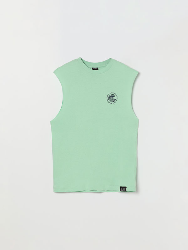 Printed sleeveless T-shirt