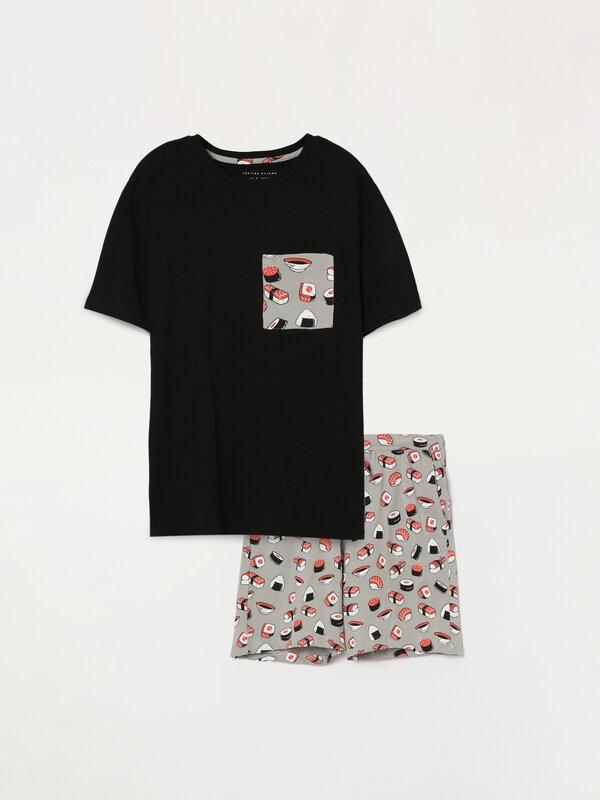 Printed pyjama shorts set