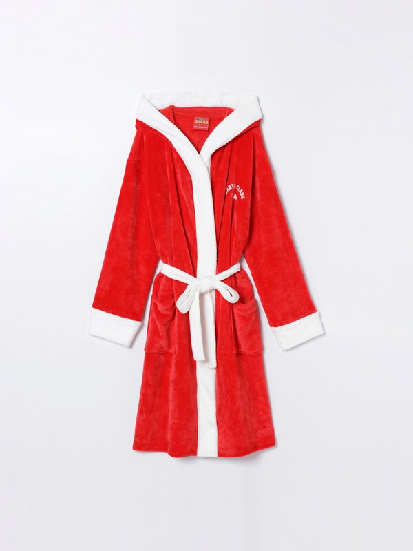 Christmas dressing gown with hood