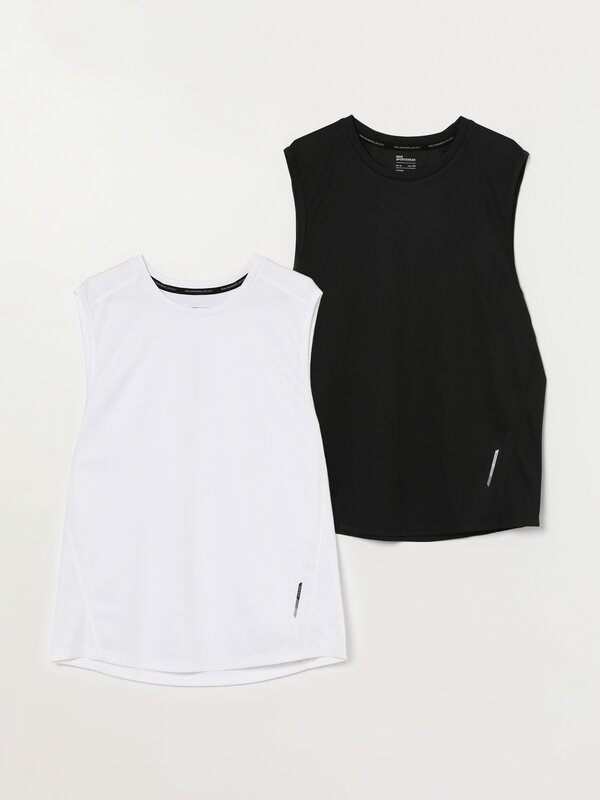 Pack of 2 of sleeveless technical T-shirts