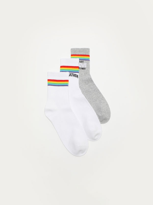 Pack of 3 pairs of unisex PRIDE socks