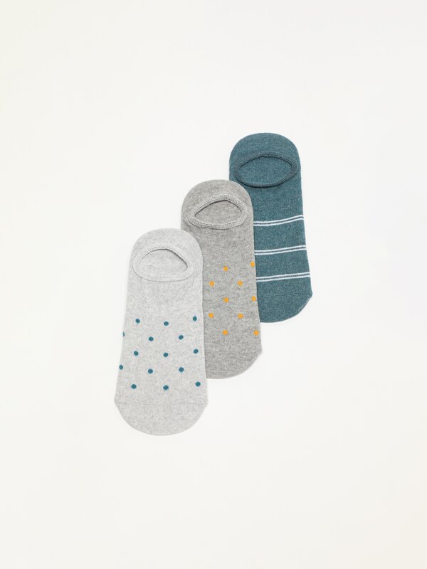 Pack of 3 pairs of printed no-show socks