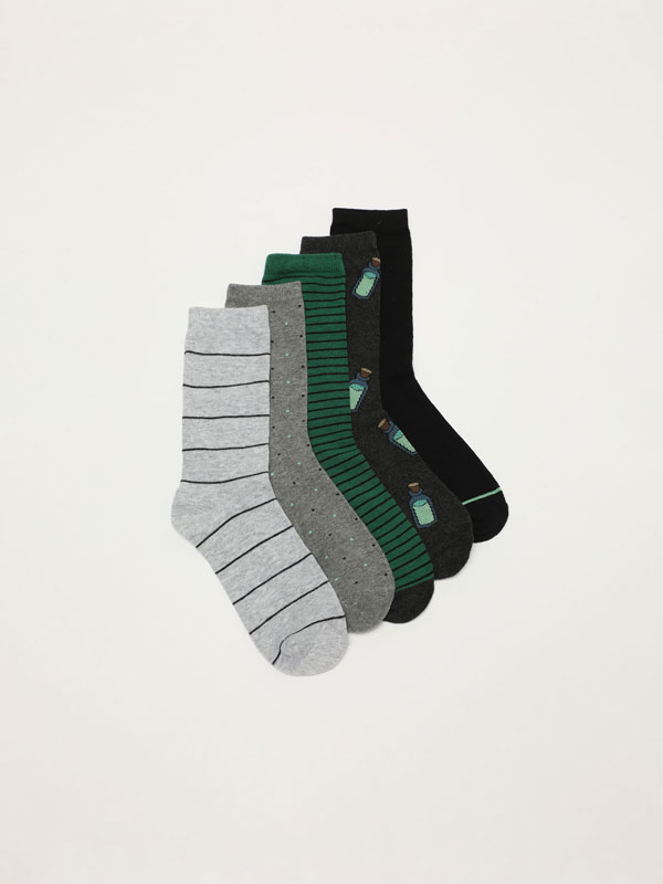Pack de 5 pares de calcetíns estampados