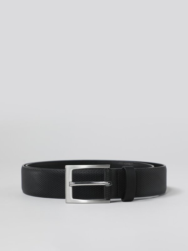 Faux leather belt with topstitching