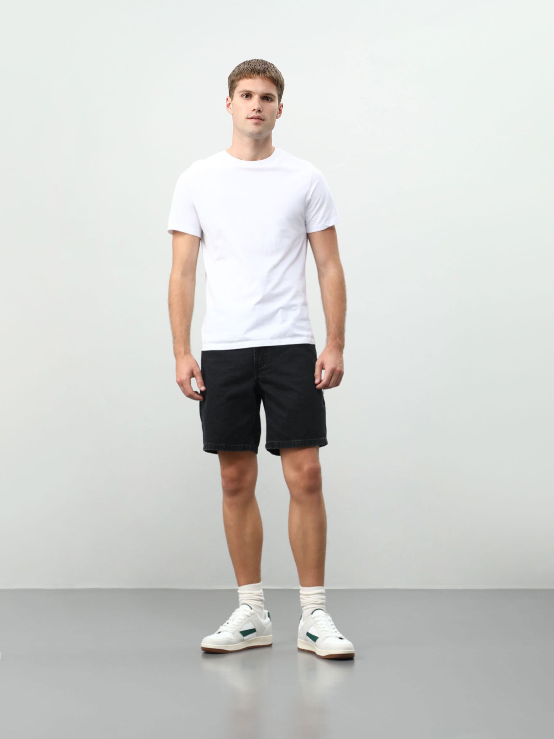 slim fit white shorts