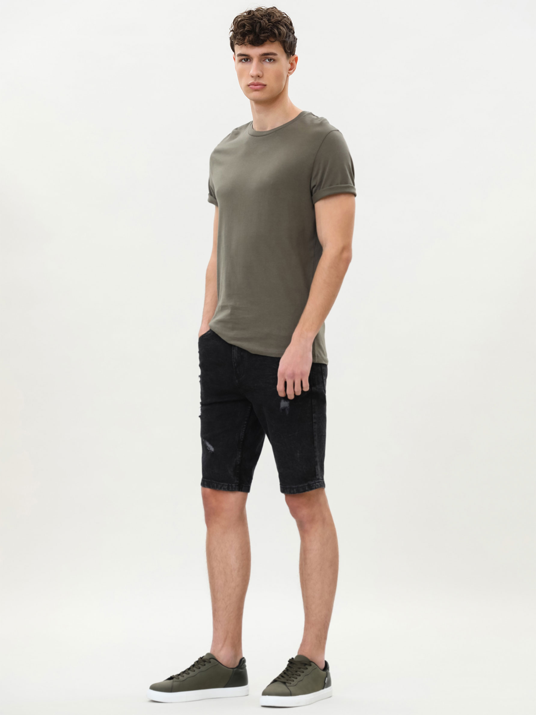 Skinny Stretchy Denim Bermuda Shorts 