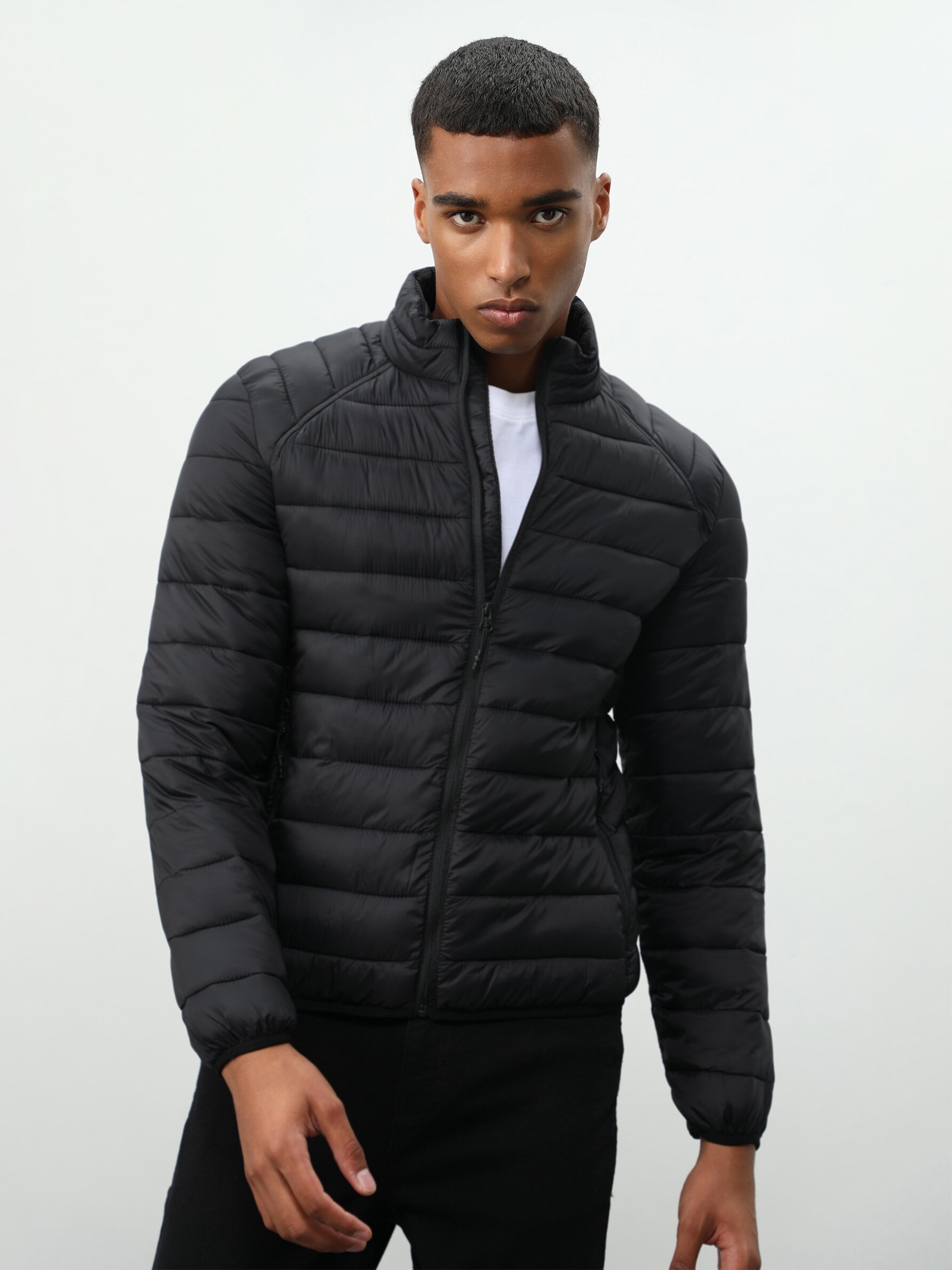 black lightweight quilted jacket