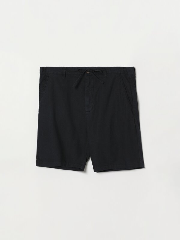 Linen - cotton jogger Bermuda shorts