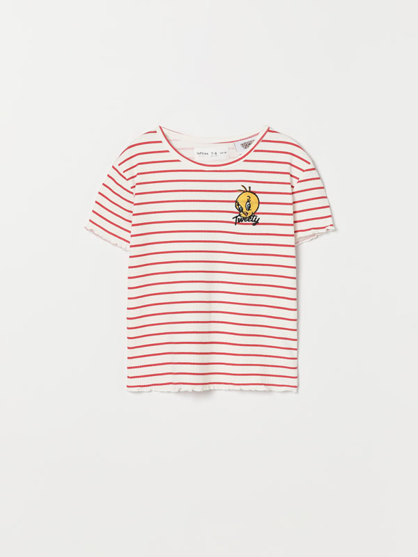 Tweety © &™ WBEI embroidered ribbed T-shirt