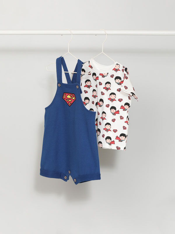 Superman ©DC dungarees and T-shirt set