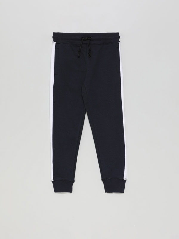 Basic plush trousers with stripe