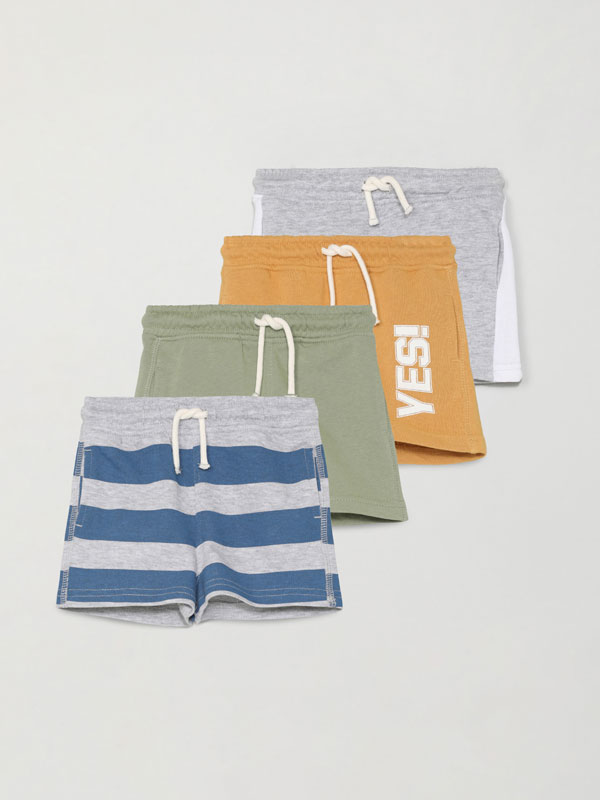 Pack of 4 plush Bermuda shorts