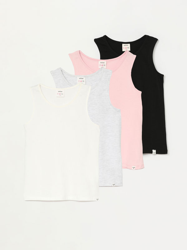 4-pack of plain vest tops - T-shirt 