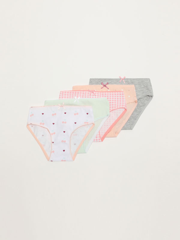 Pack of 5 pairs of printed classic briefs