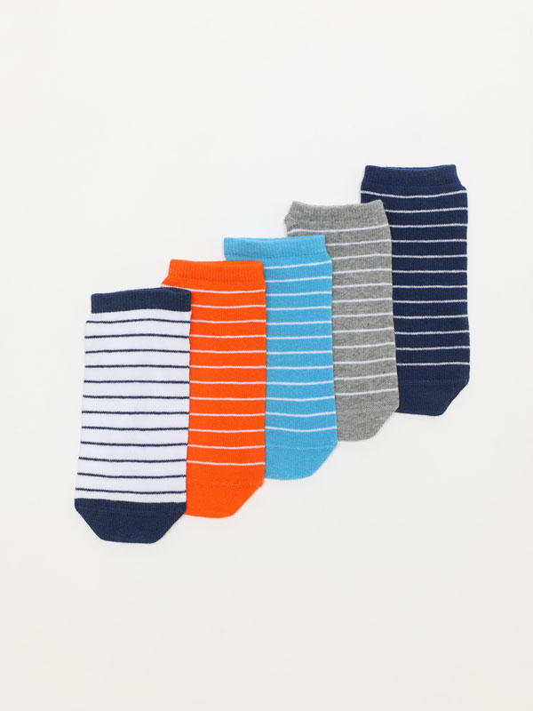 5-pack of printed no-show socks