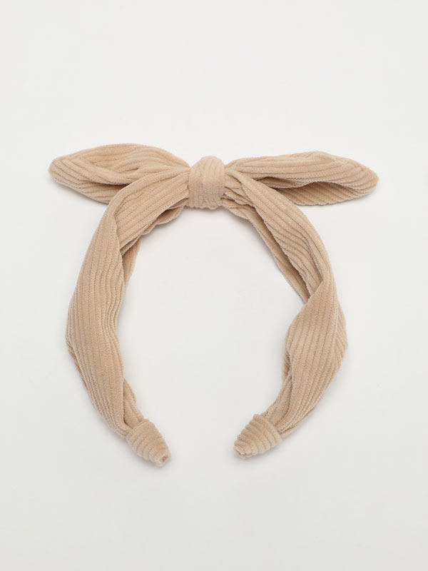 Corduroy headband with knot
