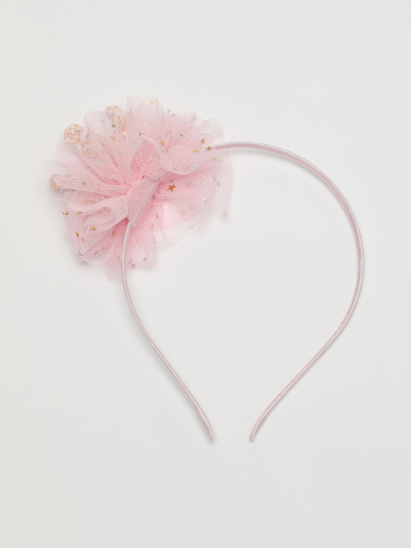 Headband with tulle pompom