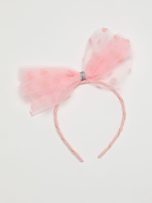 Headband with giant tulle bow