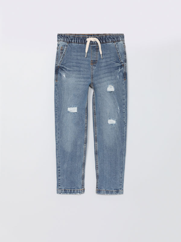 Comfort Jogger Jeans with elastic and rips