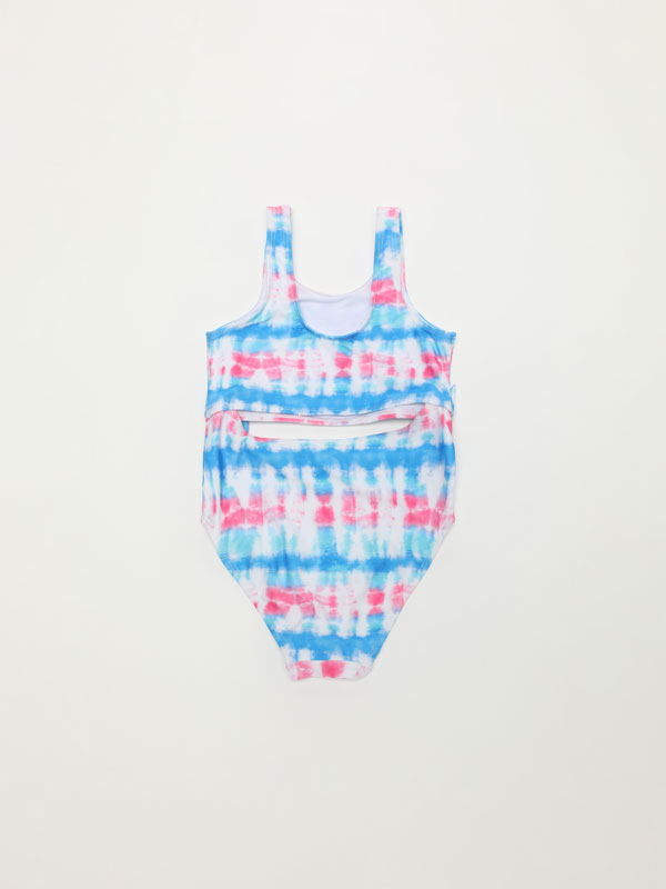 Tie-dye swimsuit with cut-out detail