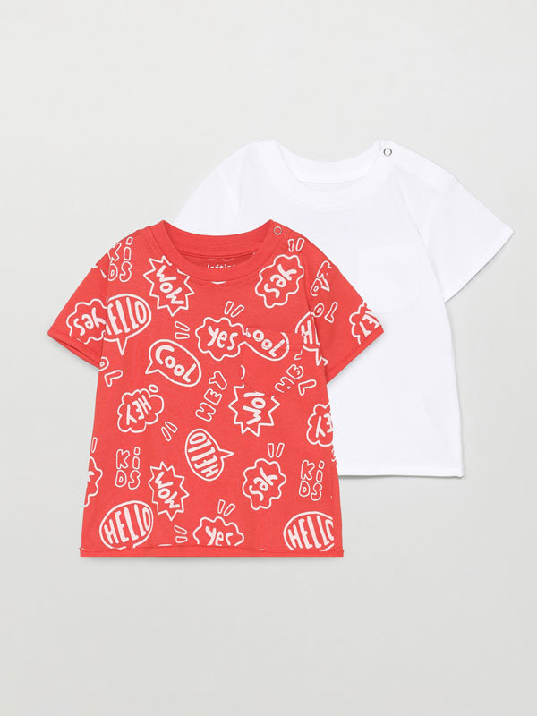 2-pack of plain and printed short sleeve t-shirts