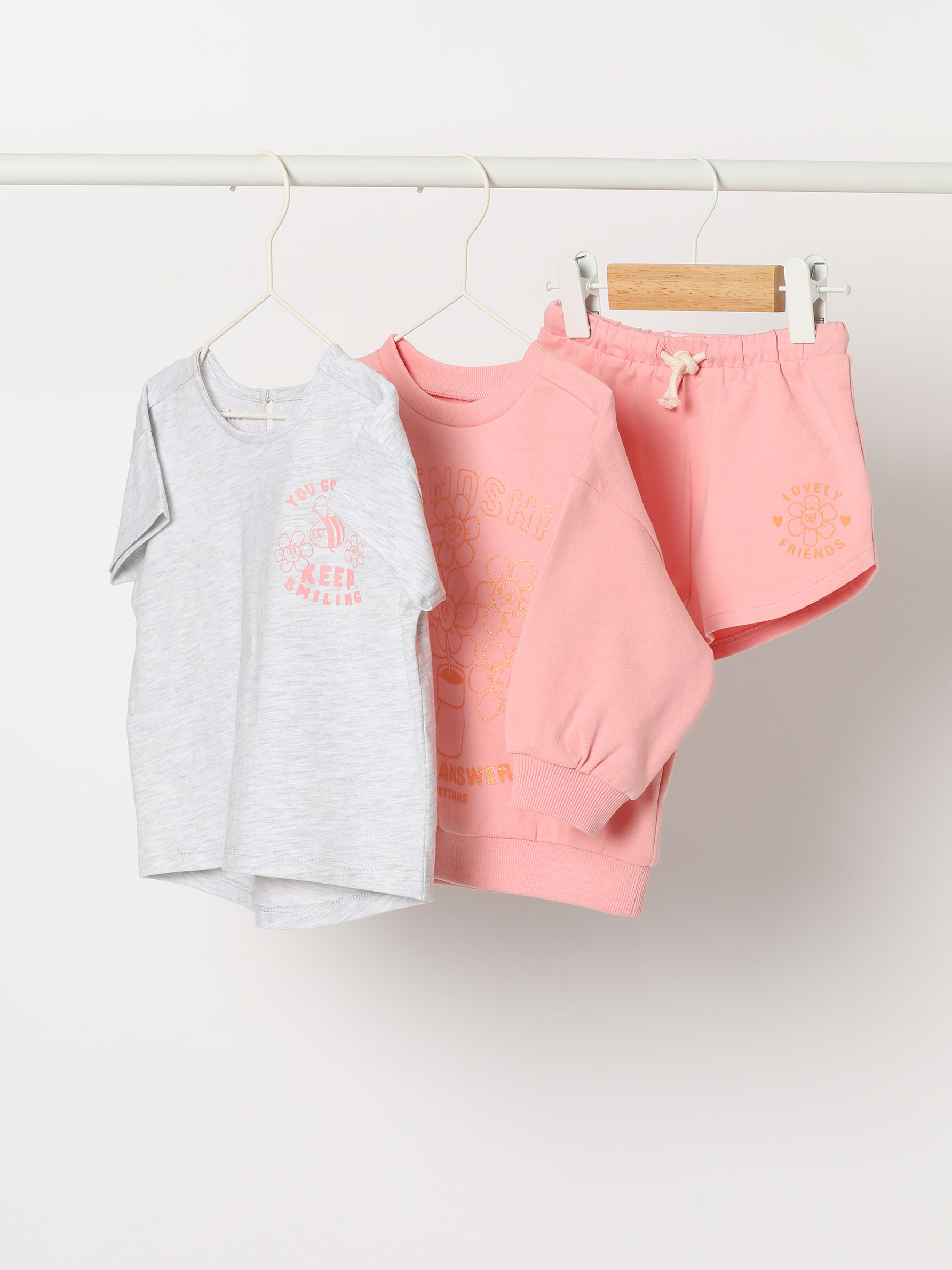 3 Piece Set With Sweatshirt T Shirt And Shorts Sets The Entire Collection Baby Girl 0 4 Years Kids Lefties Andorra