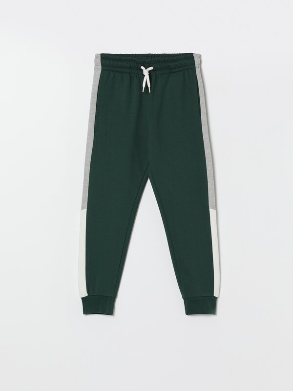Plush tracksuit bottoms with side stripes