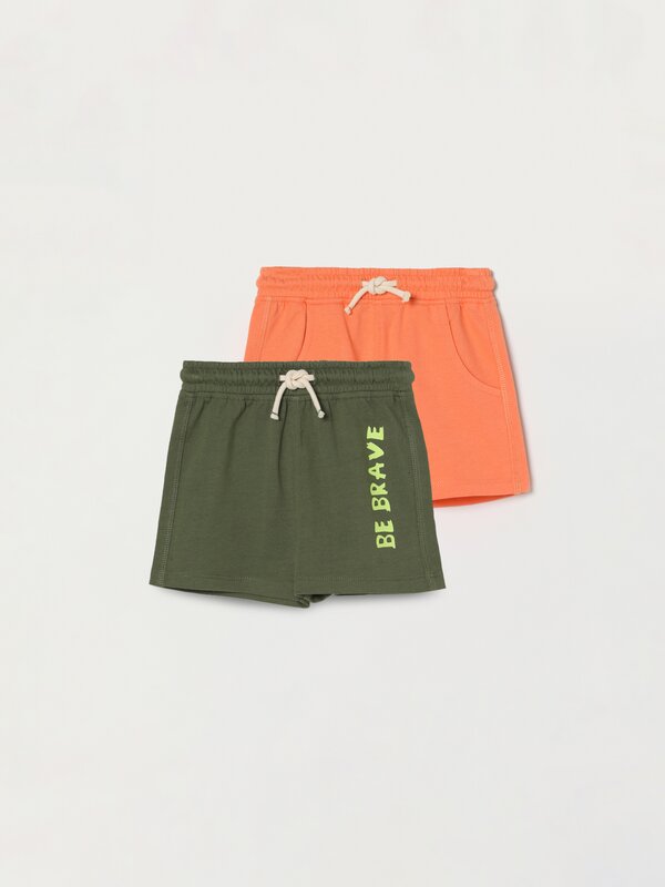 2-pack of contrast Bermuda shorts