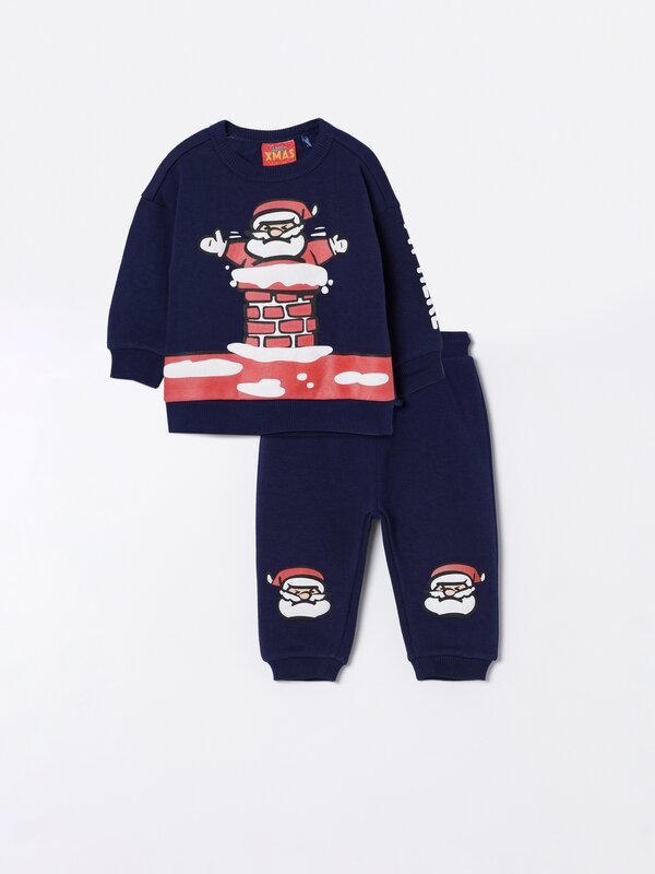 Plush Father Christmas hoodie and trousers set