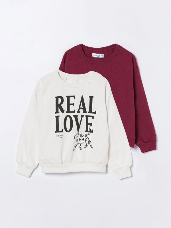 2-pack of contrast plain and printed sweatshirts