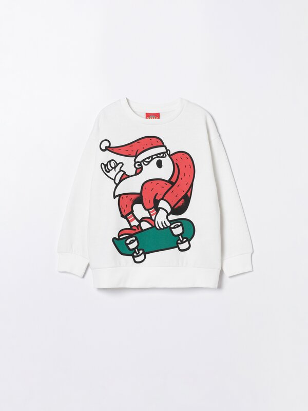 Christmas skateboarding Santa sweatshirt